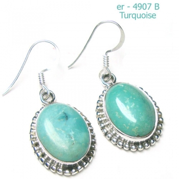 925 sterling silver blue tibet turquoise drop earrings